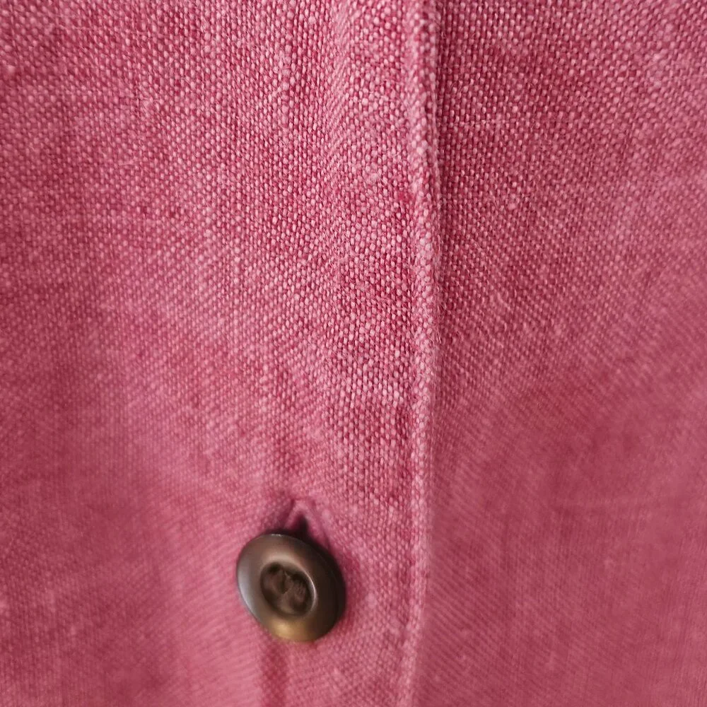 J. Jill Soft Red  100% Linen Button Down Blouse Sz Large - Picture 7 of 7